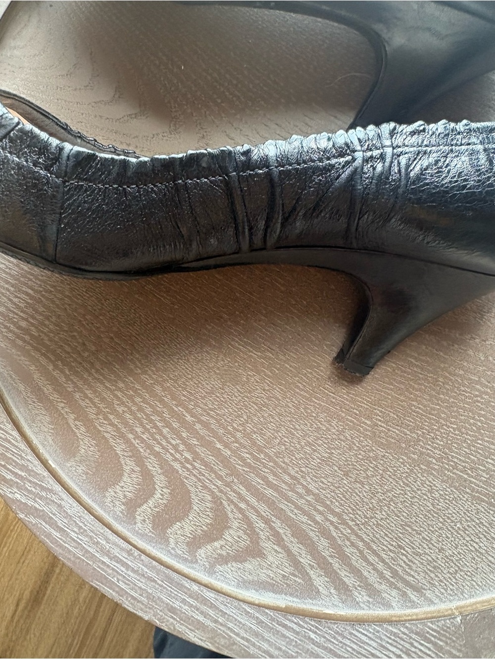 Prada Black Ruched Leather Mid-Heel Pumps - Picture 11 of 16